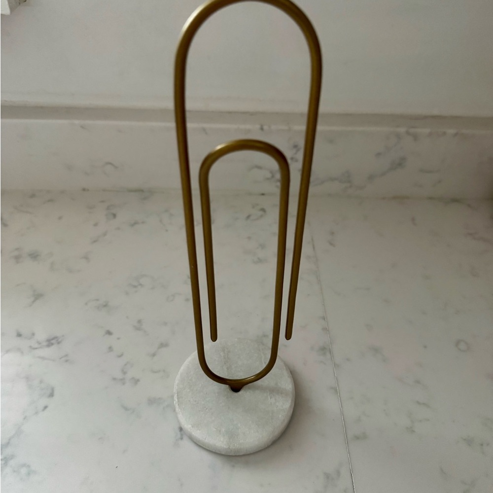 Giant Paper Clip Gold/Marble Holder
